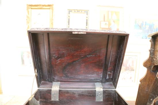 A Chinese hongmu casket, late 19th/early 20th century, W. 54cm